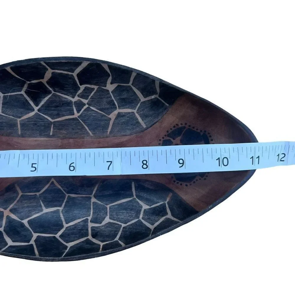 Animal print wooden bowl hand carved decorative